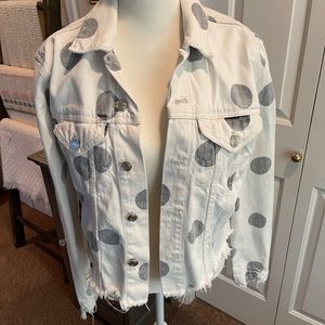 Women’s Zara trf collection polka dot jean jacket sz S